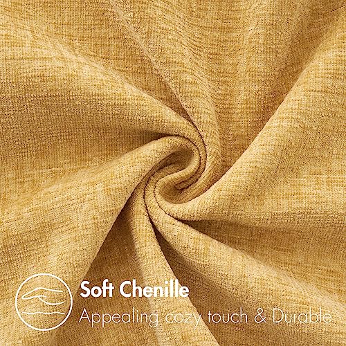 Soft Chenille Lumbar Throw Pillow Covers Gold 12x20 Inch Pack of 2 (20" x 12" (Pack of 2) / Gold)