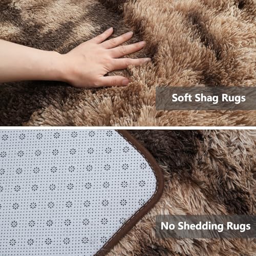 Shag Area Rugs for Bedroom Living Room (Mottling Brown / 4' x 6' (Rectangular))
