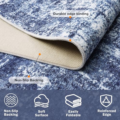 9x12 Washable Area Rug for Living Room Bedroom (Navy/Light Gray / 9' x 12' (Rectangular))