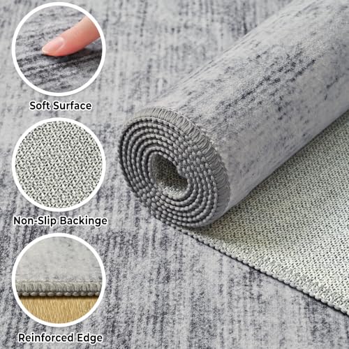 Washable 7x10 Grey Area Rug with Non (Light Neutral Gray / 7' x 10' (Rectangular))