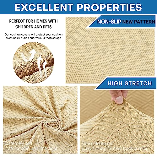 4 Piece Stretch Sofa Cover (71"-91"(3 Cushions) / Beige)