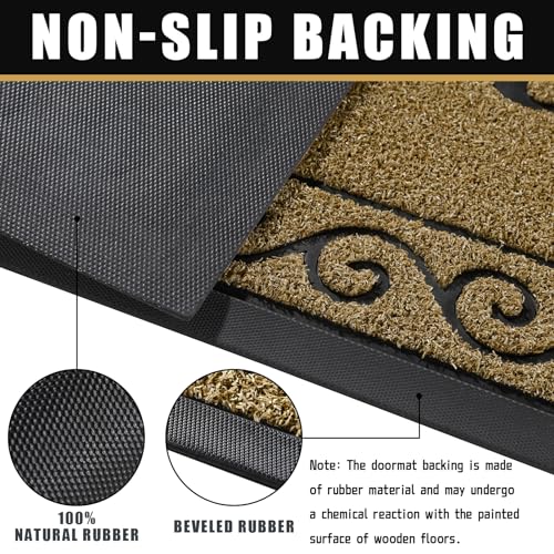 Welcome Mats for Front Door 36x24 (Beige Brown / 36x24 Inch)