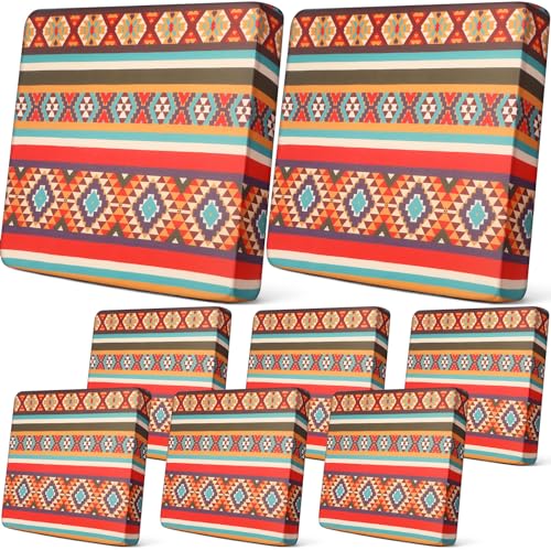 8 Pcs Patio Outdoor Cushion Covers (Vintage Color / Santa Fe,)