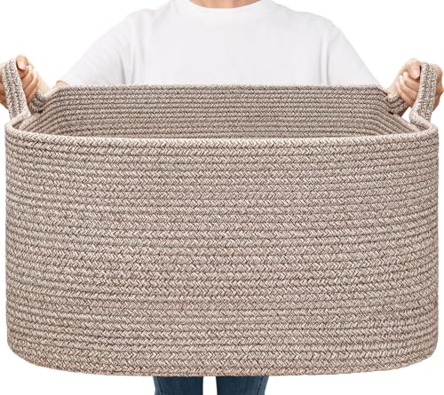 Large Woven Rope Blanket Basket (Brown / Large(21.6"L x 14.9"W x 11.8"H))