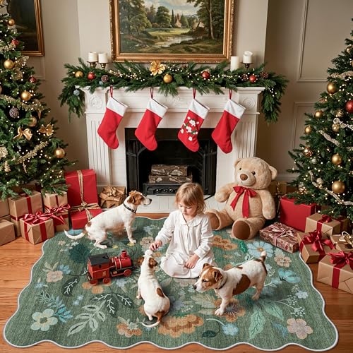 4x6 Living Room Area Rugs (4' x 6' (Rectangular) / Green/Floral)