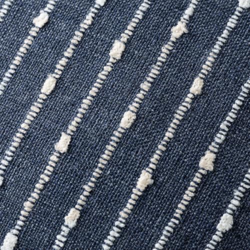 Boho Striped Boucle Lumbar Throw Pillow Covers 12x20 Dark Blue (20" x 12" (Pack of 2) / Blue Ashes)