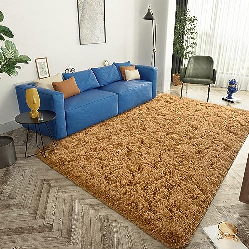 Ultra Soft Indoor Modern Area Rugs Fluffy Living Room Carpets for Children Bedroom Home Decor Nursery Rug 6x9 Feet (Khaki / 6' x 9' (Rectangular))