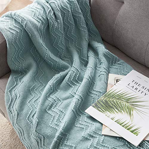 Aqua Throw Blanket 50x60 Inch Boho Knitted Soft Throw Sofa Blanket (Aqua / 50"x60")