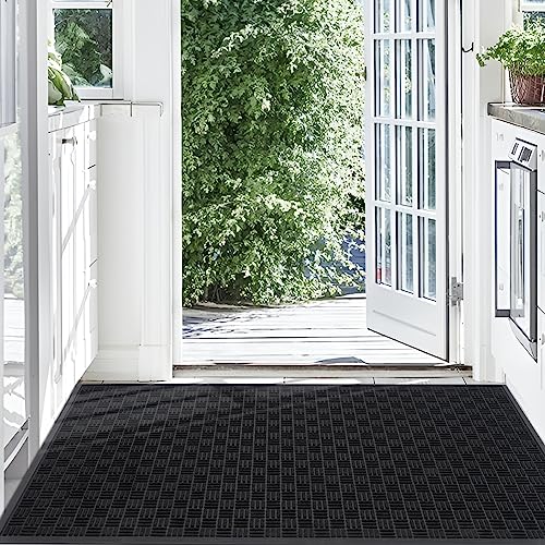 Front Door Mat Outdoor Entrance (Onyx Black / 3' x 5'2" (Rectangular))