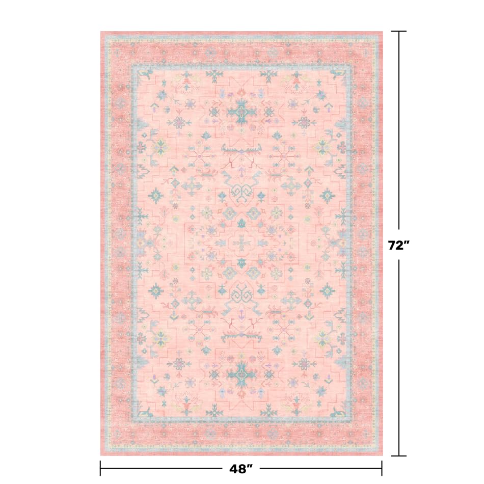 Nursery Area Rug 4x6 (4' x 6' (Rectangular) / Pink / Blue)