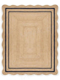 Chouhan Natural Jute Scalloped Bohemian Decor Handwoven Custom Decorative Rug (Black / 2'6" x 12' (Rectangular))