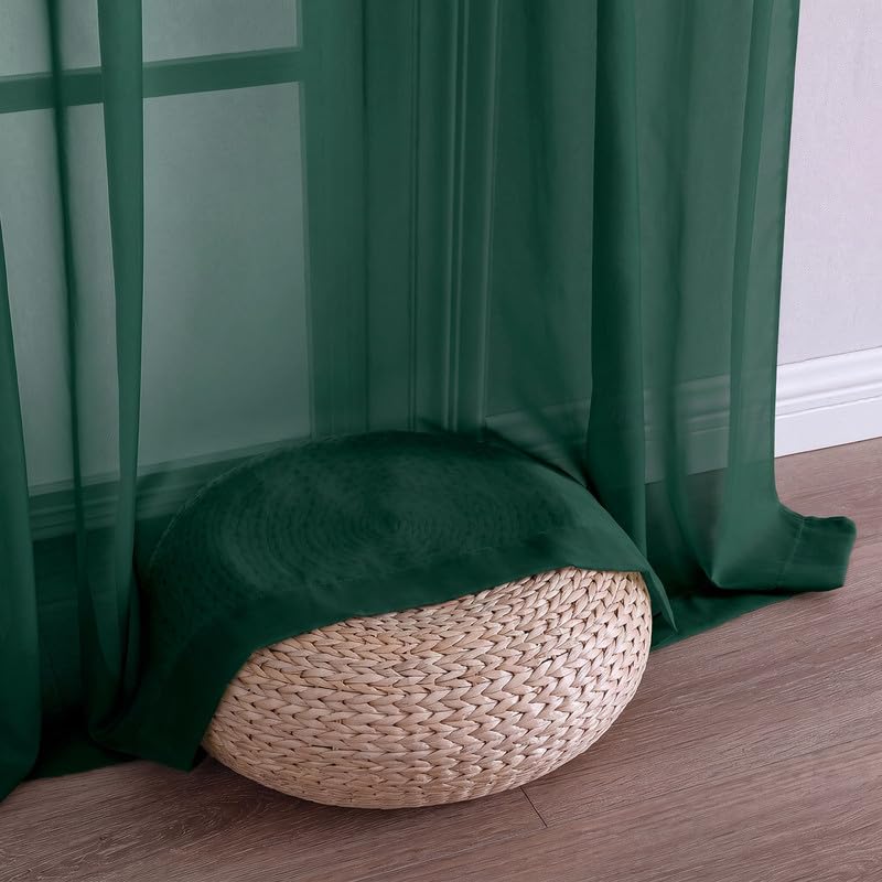Hunter Green Sheer Curtains 72 Inches 2 Panels for Living Room (Hunter Green / 59"W x 72"L (Pack of 2))