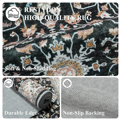 Black 3x7 Area Rugs for Bedroom (Black / 3' x 7' (Rectangular))