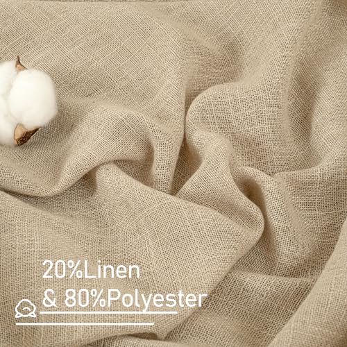 Faux Linen Window Curtains 63 inches Long for Bedroom 38 x 63 Inch (Brown / 38"W x 63"L (Pack of 2))