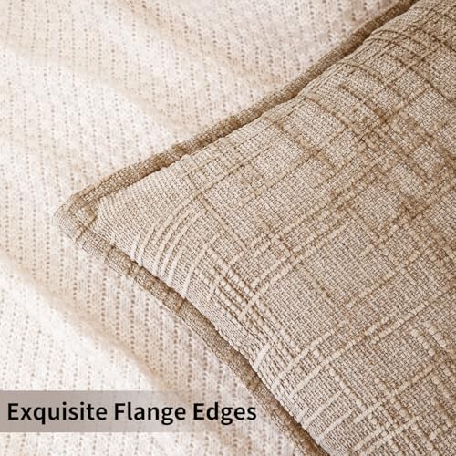 Chenille Throw Pillow Covers 18x18 Inch (Chenille-light Brown / 18" x 18" (Pack of 2))
