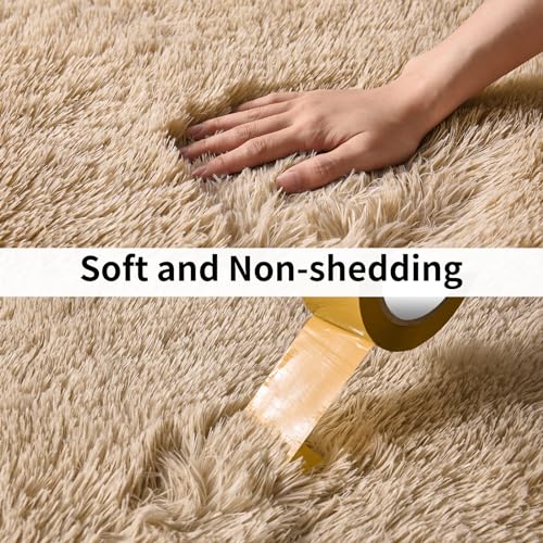 Fluffy Shag Runner Rugs for Bedroom Hallways (2' x 8' (1 pc) / Beige)
