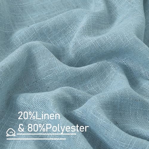 102 Inches Long Linen Curtains for Living Room Bedroom 2 Panels (Stone Blue / 52"W x 102"L (Pack of 2))