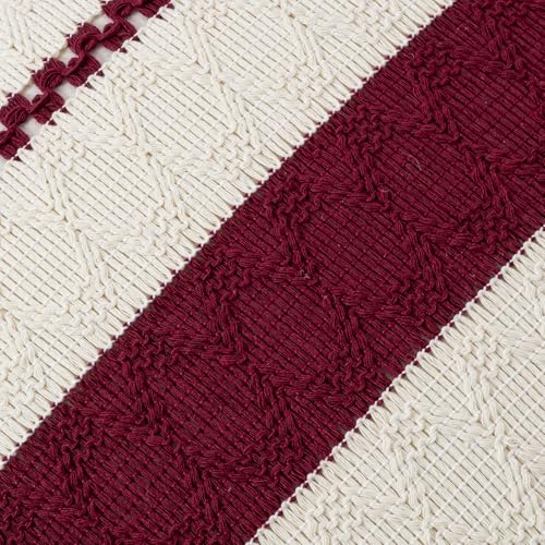 Set of 1 Burgundy Boho Decorative Throw Pillow Covers 22x22 Inch for Couch Bed Sofa (22" x 22" (Pack of 1) / Burgundy)