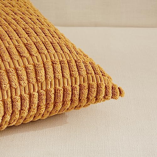 4 Packs Decorative Throw Pillow Covers for Living Room Couch Bed (20" x 12" (Pack of 4) / Mustard Yellow)