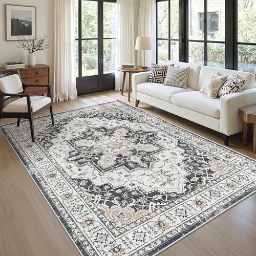 5x7 Area Rugs for Living Room (Black / 5' x 7' (Rectangular))