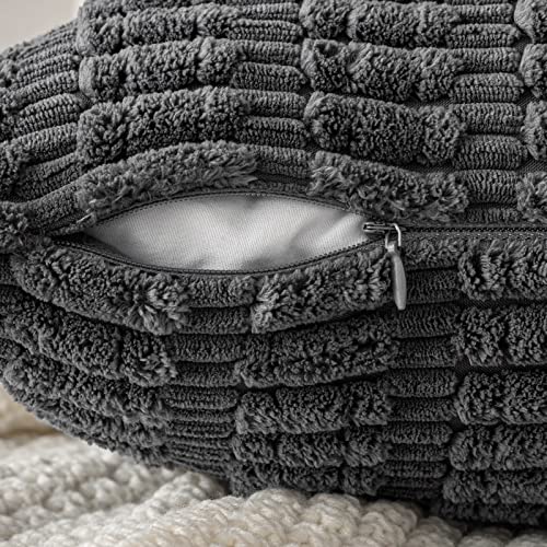 Corduroy Decorative Throw Pillow Covers 20x20 Dark Grey Pack of 2 (Dark Grey / 20" x 20" (Pack of 2))