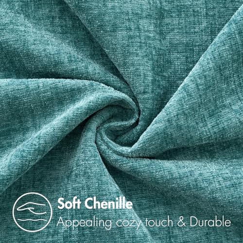 Soft Chenille Euro Throw Pillow Covers Teal 22x22 Inch Pack of 2 (22" x 22" (Pack of 2) / Teal)