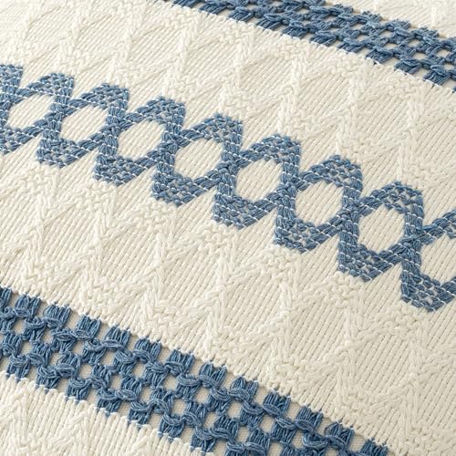 Set of 2 Coastal Blue Boho Decorative Pillow Covers 20x20 Inch (20" x 20" (Pack of 2) / Blue)