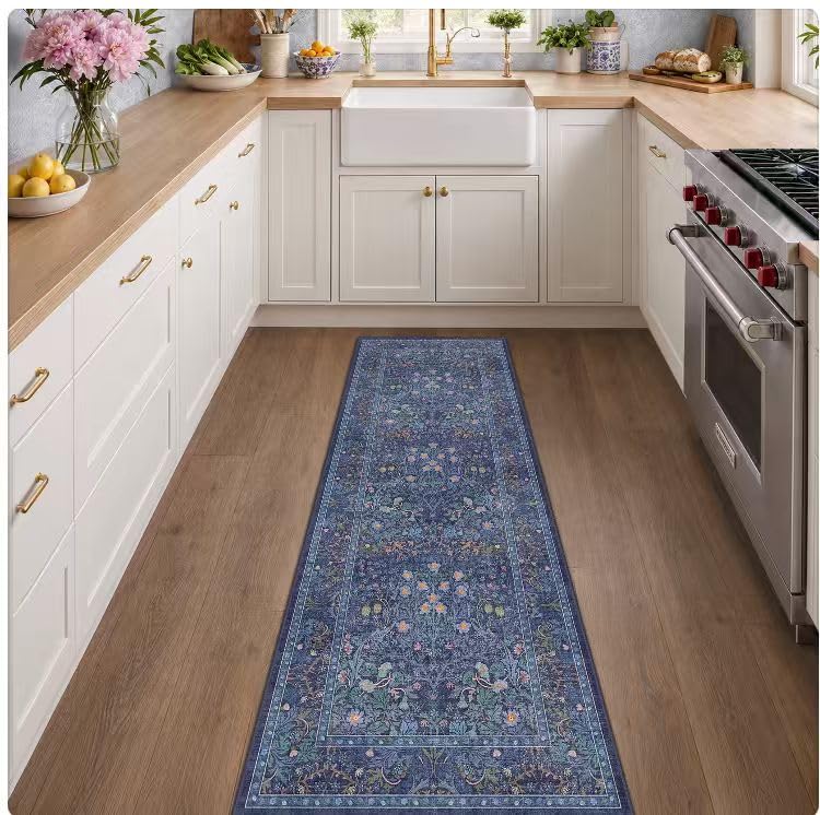 Non Slip 2x6 Dark Blue Kitchen Runner Rug (Dark Blue / 2' x 6' (Runner))