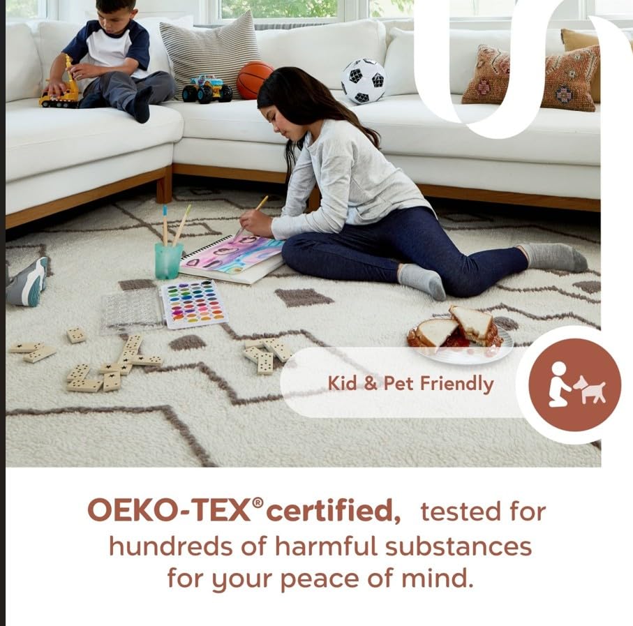 Nia White Geometric Washable Area Rug (Nia White / 7'6" x 9'6" (Rectangular))
