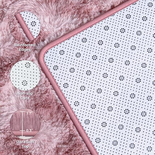 Large Shag Area Rugs 5 x 8 (Tie-dyed Pink Purple / 5' x 8' (Rectangular))