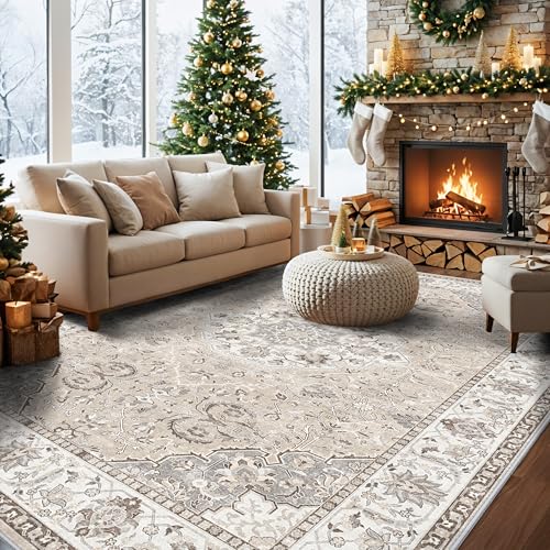 Washable Large 9x12 Area Rug (9' x 12' (Rectangular) / Beige)