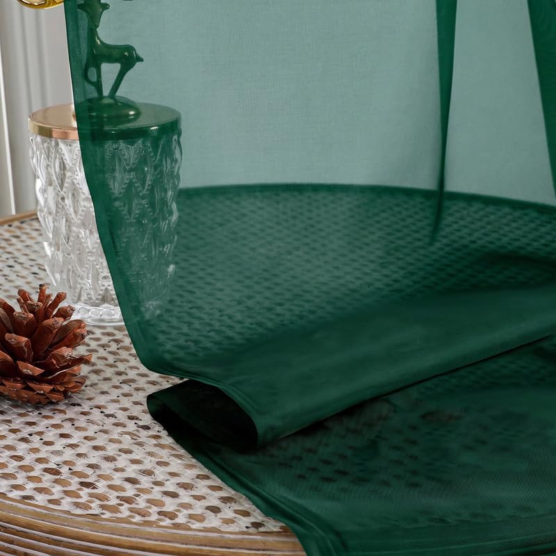 Hunter Green Sheer Curtains 63 Inch 2 Panels for Living Room (Hunter Green / 59"W x 63"L (Pack of 2))