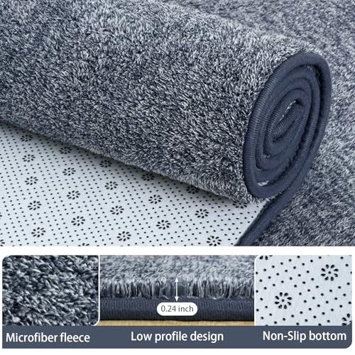 5x7 Area Rugs for Living Room Non Slip Dorm Bedroom Rug (5' x 7' (Rectangular) / Navy Blue and White)