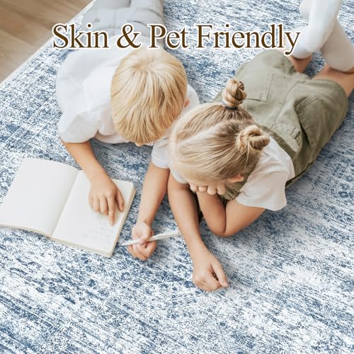 Washable Area Rug 8x10 Large Soft Blue Rugs for Living Room (Blue / 8' x 10' (Rectangular))