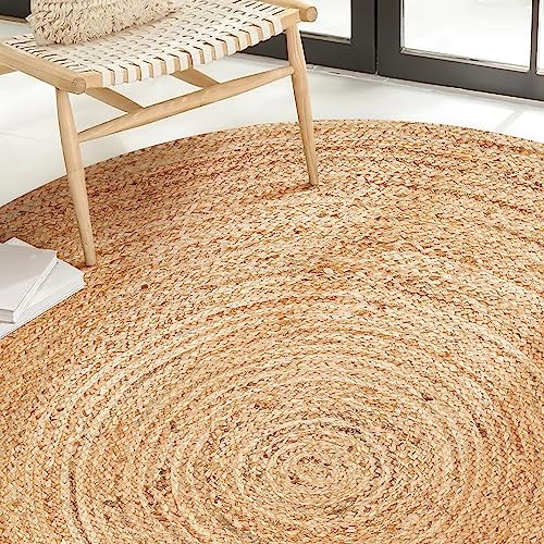 Hand Woven Jute Braided Rug (Natural / 6' (Round))