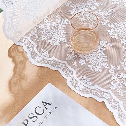 Vintage Lace Curtains 84 Inches Long 2 Panels (Bright White / 52"W x 84"L (Pack of 2))