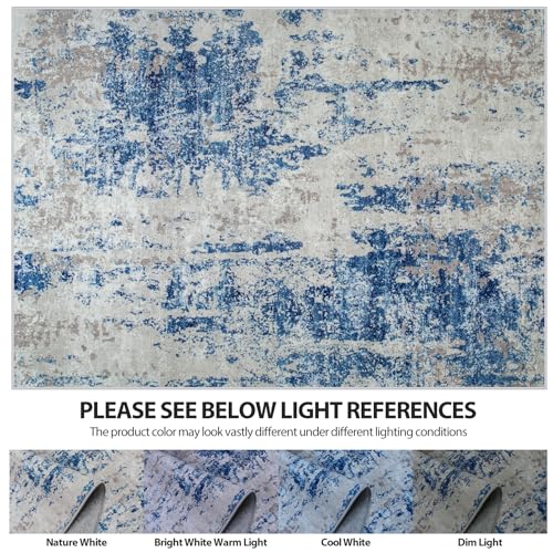 9x12 Area Rugs for Living Room Washable Bedroom Dining Room Blue Grey White (Blue Grey/White / 9' x 12' (Rectangular))