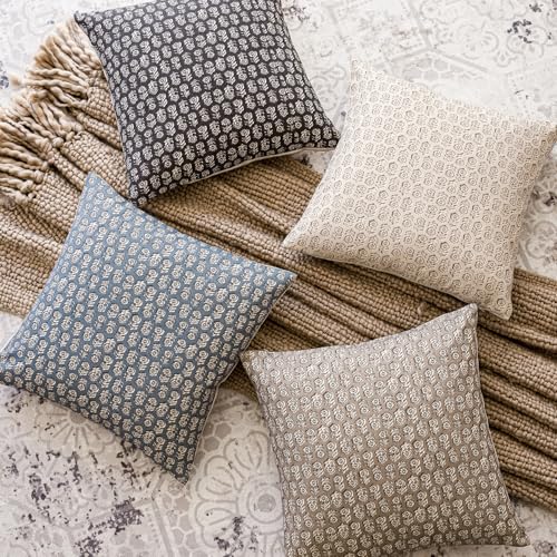Long Floral Print Lumbar Throw Pillow Covers 14×36 Ivory Beige (36" x 14" (Pack of 2) / Biscotti Beige)