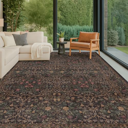 Washable Area Rugs 9x12 Living Room (Dark Brown / 9' x 12' (Rectangular))