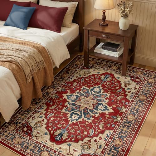 Washable Area Rug (Red/Blue / 3' x 5' (Rectangular))