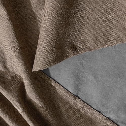 Brown 100% Blackout Linen Curtains 108 Inch Long for Bedroom (Brown / 52"W x 108"L (Pack of 2))
