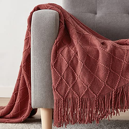 Burgundy Throw Blanket 50x60 Inch Knitted Soft Throw Sofa Blanket (Burgundy / 50"x60")