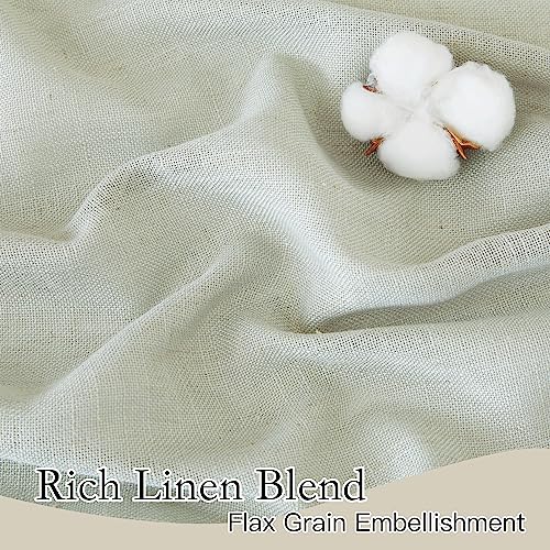 Linen Semi Sheer Curtains for Bedroom Living Room 84 inches Long (Sage Green / 52"W x 84"L (Pack of 2))