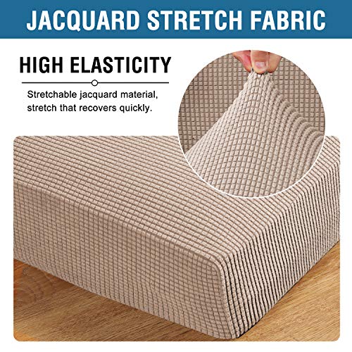 High Stretch Individual Seat Cushion Covers Sofa Slipcovers Couch Cushion Covers Sofa Covers Featuring Jacquard Textured Twill Fabric (Sand)