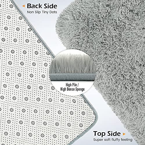 Premium Soft Fluffy Rug Modern Shag Carpet (5'3" x 7'7" (Rectangular) / Grey)