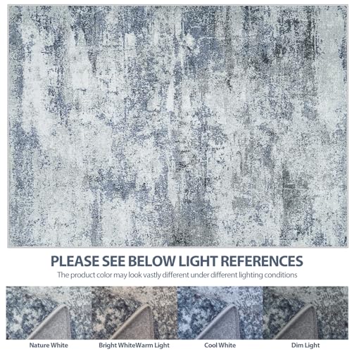 10x14 Area Rugs for Living Room Washable Dining Room Blue Grey (Blue/Grey / 10' x 14' (Rectangular))