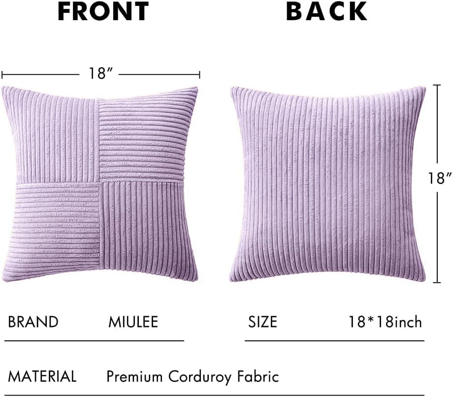 Purple Decorative Throw Pillow Covers for Couch 18x18 Inch Lavender (18" x 18" (Pack of 2) / Purple)