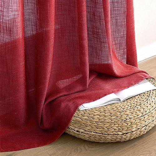 Burgundy Red Linen Curtains 52x72 Inch Long for Bedroom Living Room (Burgundy Red / 52"W x 72"L (Pack of 2))