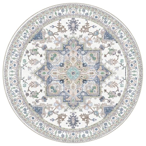 Soft Area Rugs 6' (6' (Round) / Purple & Cream)