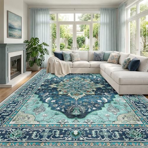 Washable Area Rug (Teal / 10' x 12' (Rectangular))